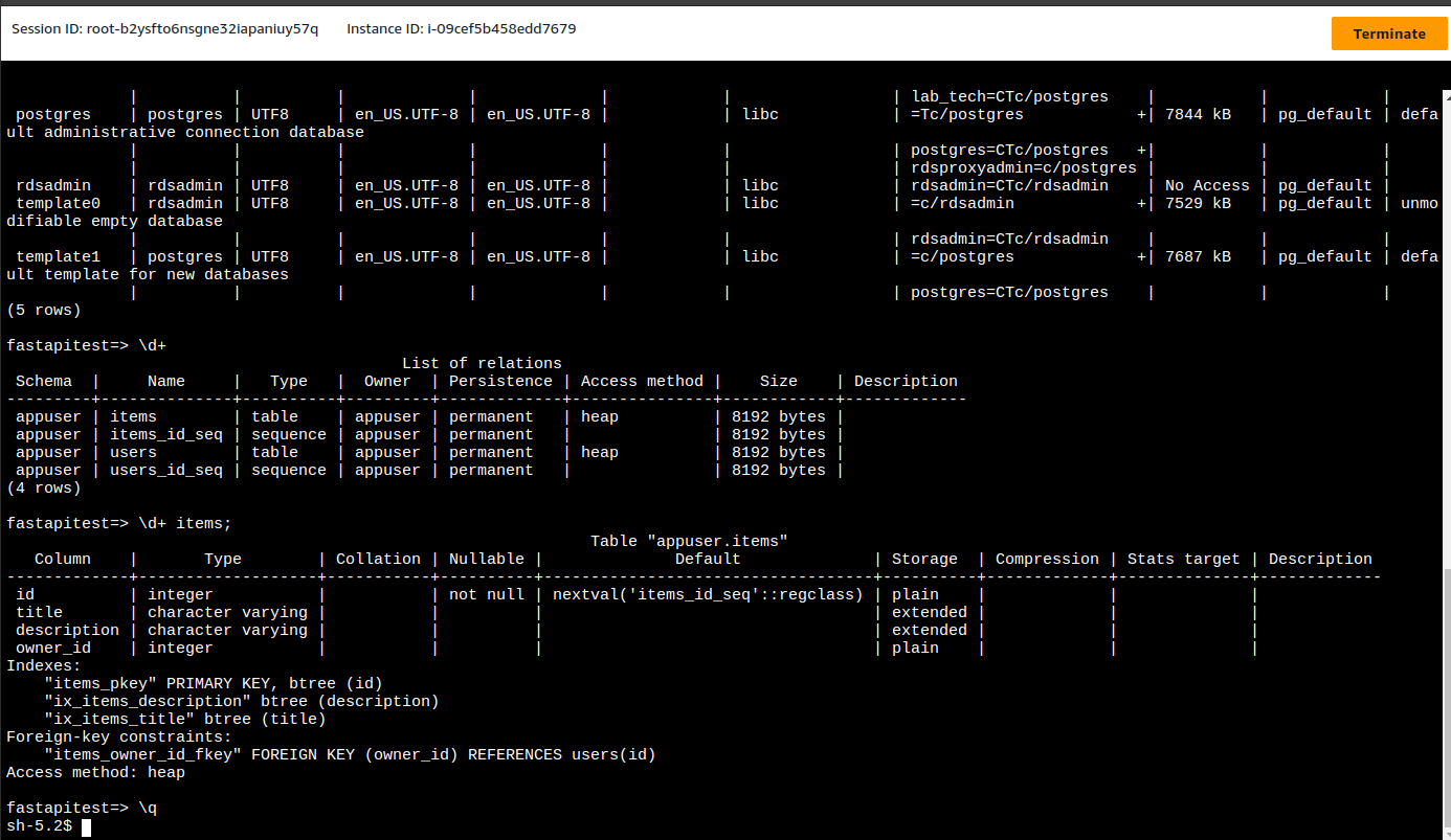 Connecting to RDS via psql in container instance