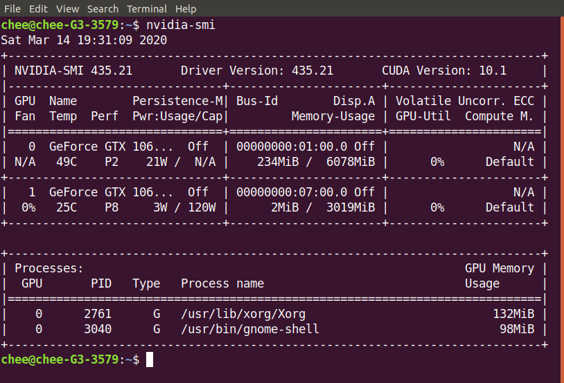 Output of nvidia-smi