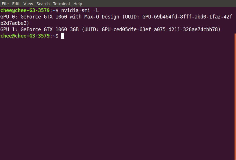 Output of nvidia-smi query